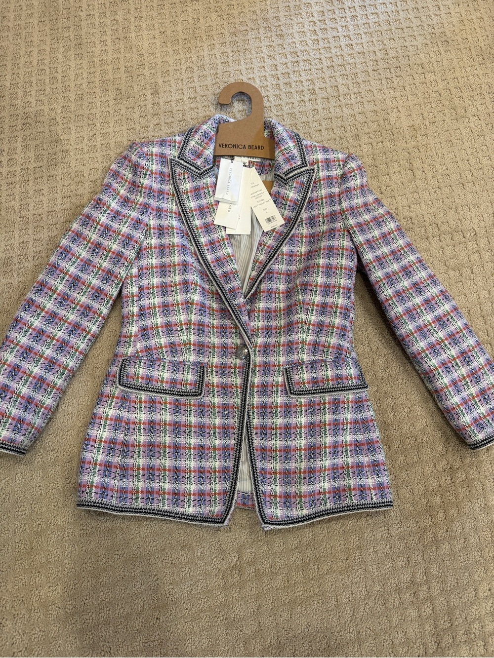 Veronica Beard Pastel Multicolor Tweed Blazer